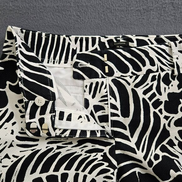 Talbots Hampshire Women 2 Black & White Textured Leaf Print Low Rise Ankle Pants - Picture 6 of 12